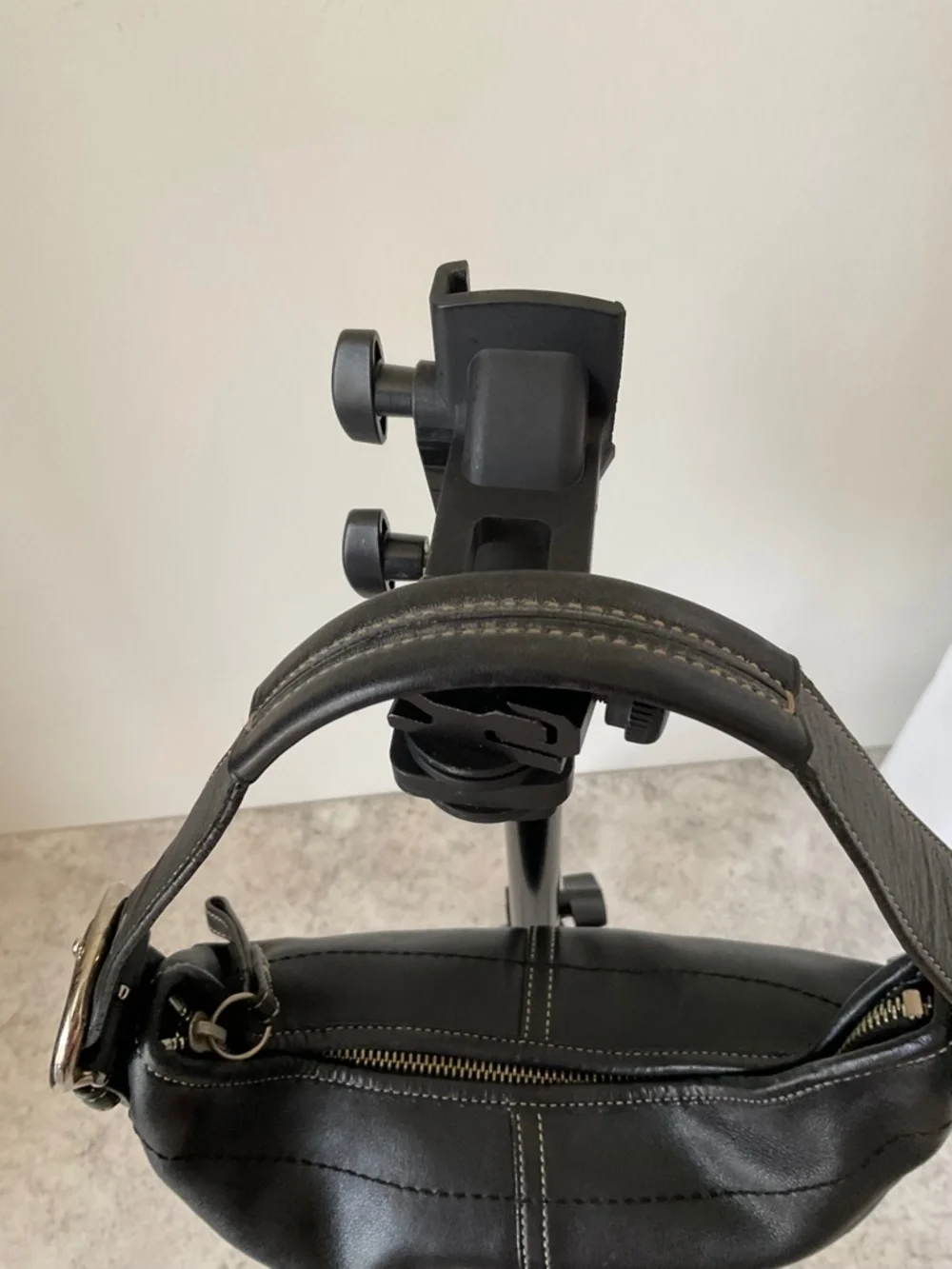 Coach Black Leather Curved Hobo Bag with Silver Hardware
